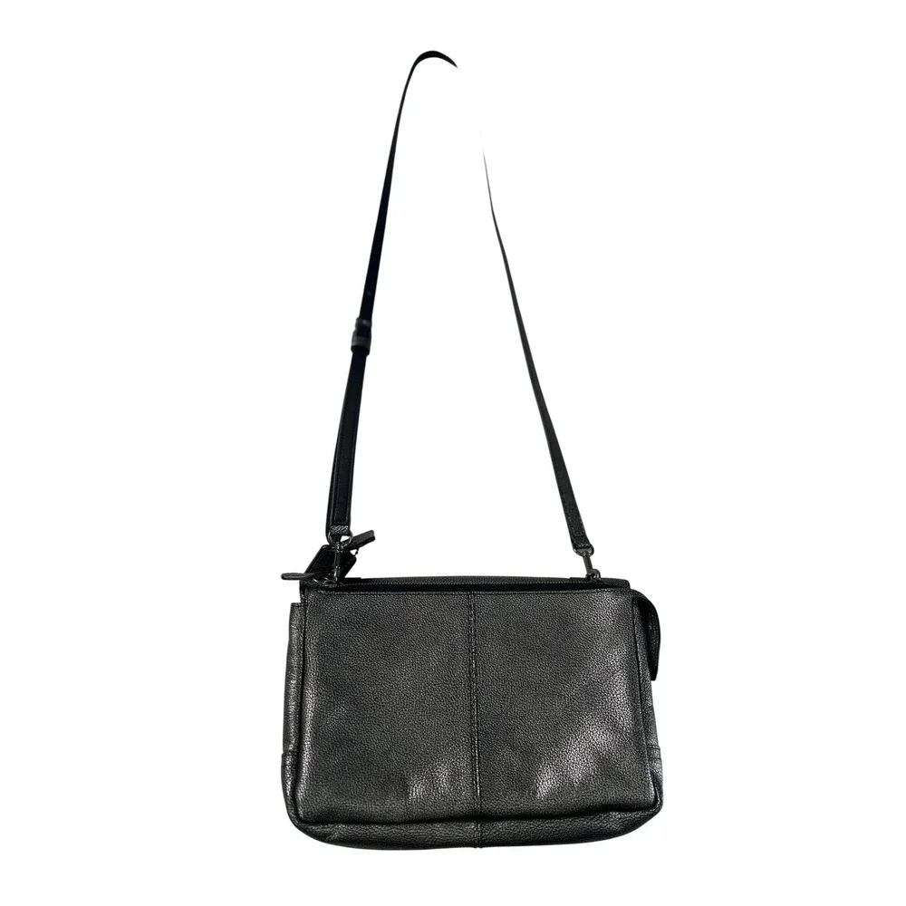 COACH Rhyder Crossbody Bag Metallic Pewter Pebbled Leather 34232 - Picture 2 of 12